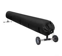 420D Heavy Duty Pool Solar Reel Cover with Adjustable Straps, All-Weather Protective Case for In-Ground and Above-Ground Swimming Pools, Fits 16/18/20 ft Rollers, Black(20FT)