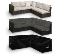 420D L Shaped 222x286x80cm Waterproof Garden Furniture Cover, Outdoor Patio Weatherproof Rattan Sofa Shield Futura Black One Size