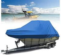 420D Waterproof Boat Cover for V-Hulls 13-27ft Upgraded Marine Grade Canvas Protective Cover with Stowage Bag - Black Fits 25/27FT (10.08 * 590)