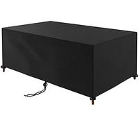 420D Waterproof Patio Table Cover 340x200x100cm | Rectangular 340x200x100cm size with 4 buckles and drawstring for secure windproof fit on large outdoor dining sets