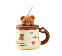 420ml/14oz Creative Cute Little Bear Ceramic Big Belly Mug Microwave Oven Available With Lid Breakfast Coffee Cup-Type B