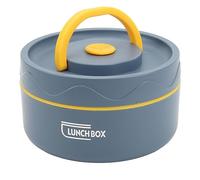 420ml Double Layer 304 Stainless Steel Thermal Cooking Pot - Portable Round Shape Insulated Food Container (Microwave Oven Style, Deep Sea Blue)