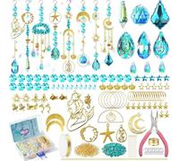 420pcs Suncatcher Making Kits for Adults Crystal Sun Catchers Crafts with Hooks Chains Pendants Rainbow Maker for Window Hanging Prism Indoor Outdoor Garden Xmas Wedding Party Decor (Mermaid)