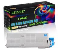 42127457 Compatible for Okidata OKI Toner Cartridges with Chip C5250 C5450 C5450dn C5450n Printers (1 Pack Cyan)