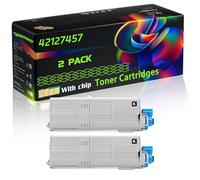 42127457 Compatible for Okidata OKI Toner Cartridges with Chip C5250 C5450 C5450dn C5450n Printers (2 Pack Black)