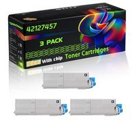 42127457 Compatible for Okidata OKI Toner Cartridges with Chip C5250 C5450 C5450dn C5450n Printers (3 Pack Black)