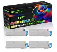42127457 Compatible for Okidata OKI Toner Cartridges with Chip C5250 C5450 C5450dn C5450n Printers (4-Pack BK/C/M/Y)
