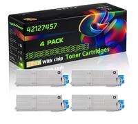 42127457 Compatible for Okidata OKI Toner Cartridges with Chip C5250 C5450 C5450dn C5450n Printers (4 Pack Black)