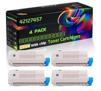 42127457 Compatible for Okidata OKI Toner Cartridges with Chip C5540 C5510 C5450 C5250 C5540 MFP C5510 Printers (4 Pack Black)