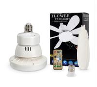 422 Store Flower Fan Light E27 Ceiling Fan with Remote Control, Super Quiet, ABS Blades, Acrylic Cover, Socket Adapter Included B22