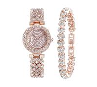 422 Store Luxury Women's Crystal Quartz Watch Set, Silver Roman Numeral Dial, Rhinestone Bracelet Watch with Matching Tennis Bracelet, Fashion Dress Wristwatch (Rose Gold 1)