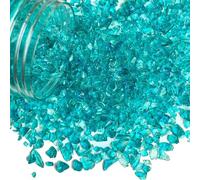 425g Crushed Glass Broken Glass Chips 3-8mm for Resin Arts,DIY Crafts,Vase Filler, Candle Holder Stones, Terrarium Succulent Decor, Epoxy Craft Material,Turquoise