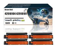 42918104 42918101 42918102 42918103 Drum Unit Compatible with Okidata OKI C9650HDN C9655DN C9655N C9850 MFP Printers, Replacement Parts Contains Chip and Clear Printing/176(4 Pack Black)
