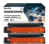 42918104 42918101 42918102 42918103 Drum Unit Compatible with Okidata OKI C9650HDN C9655DN C9655N C9850 MFP Printers, Replacement Parts Contains Chip and Clear Printing/176(2 Pack Black)