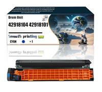 42918104 42918101 42918102 42918103 Drum Unit Compatible with Okidata OKI C9650HDN C9655DN C9655N C9850 MFP Printers, Replacement Parts Contains Chip and Clear Printing/176(1 Pack Cyan)
