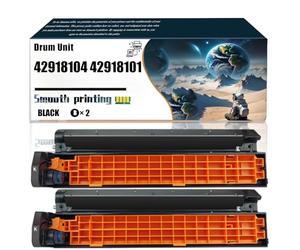 42918104 42918101 42918102 42918103 Drum Unit Compatible with Okidata OKI C9650HDN C9655DN C9655N C9850 MFP Printers, Replacement Parts Contains Chip and Clear Printing/176(2 Pack Black)