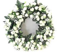 42cm Artificial Cream / Ivory Rose Wreath for in or outdoors - Home Grave Wedding