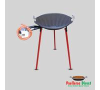 42cm Cast Iron BBQ Griddle & 35cm Gas Burner Kit / Set - Square Legs