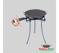42cm Cast Iron BBQ Griddle & 40cm Gas Burner Kit / Set - Folding Tripod