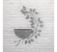 Garden Planter Grey Metal 42cm Round Outdoor Plant Pot Rustic Steel Patio Decor