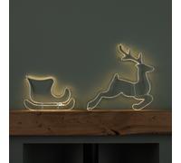 42cm Light up Hanging Christmas Reindeer and Sleigh Silhouette with Warm White LEDs