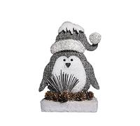42cm Penguin Christmas Tabletop Figures Window Wall Door Holiday Home Xmas Glitter Foam Showpiece Decorations, Grey