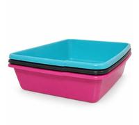 42cm Plastic Cat Litter Tray - Open Top Pet Litter Box, for Cats, Kittens, Rabbits & Small Dogs, Easy Clean Durable Hygienic Design, Low Entry Indoor Toilet Tray - Random Colour Supplied