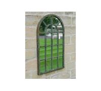 42cm Round Arched Window Style Indoor Outdoor Mirror Garden Grey Shabby Chic Style