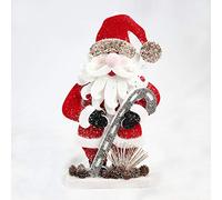 42cm Santa Christmas Tabletop Figures Window Wall Door Holiday Home Xmas Glitter Foam Showpiece Decorations, Red