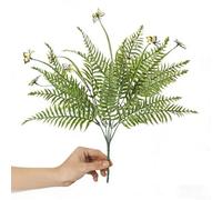 42cm Vibrant Realistic Artificial Eucalyptus Flocked Plastic for fern Persian Foliage Fake Leaf Stems Decor For Home Wedding Floral Arrangement Table Centerpieces(Yellow)