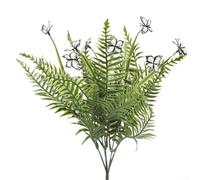 42cm Vibrant Realistic Artificial Eucalyptus Flocked Plastic for fern Persian Foliage Fake Leaf Stems Decor For Home Wedding Floral Arrangement Table Centerpieces(Creamy White)