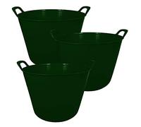 42L 42 Litre Large Eco-Friendly Recycled Flexi Tub - Dark Green - Multi Purpose Robust Flexible Storage Container Bucket, Set of 3.