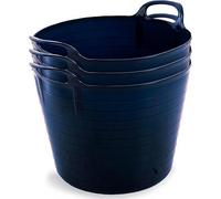 42L Blue Flexi Tubs- Multi Purpose Flexible Storage Container Buckets- Set Of 3