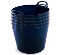 Neat Plastics 42L Flexi Tubs 5 Packs - Versatile Large Garden Tubs with Handles, Handy Builders Buckets Heavy Duty, Ideal Bath Bucket & Flexi Bucket, Durable Flexible Buckets for Home & Garden (Navy)