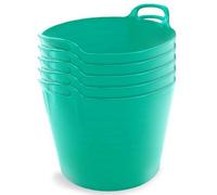42L Duck Egg Blue Flexi Tubs- Multi Purpose Flexible Storage Container Buckets- Set Of 5