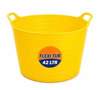 42L Flexi Tub Bucket Heavy Duty Plastic Storage Bin Garden Home Multi Purpose Uk yellow