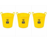 42L Flexi Tub Bucket Heavy Duty Plastic Storage Bin Garden Home Multi Purpose UK YELLOW, 42 L