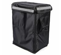 42L Food Delivery Backpack Insulated Food Delivery Bag with Reflective Strips and Partitioned Interior, Multi-use Backpack Side-pocket Design Foldable Deliveries Bag for Flowers, Cakes, Food (Black)