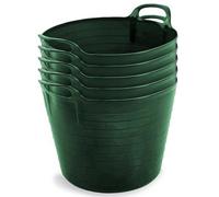 Neat Plastics 42L Flexi Tubs 5 Packs - Versatile Large Garden Tubs with Handles, Handy Builders Buckets Heavy Duty, Ideal Bath Bucket & Flexi Bucket, Durable Flexible Buckets for Home & Garden (Green)