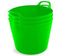 42L Lime Green Flexi Tubs- Multi Purpose Flexible Storage Container Buckets- Set Of 3