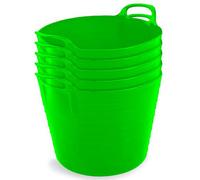 42L Lime Green Flexi Tubs- Multi Purpose Flexible Storage Container Buckets- Set Of 5