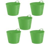 42L Litre Large Robust Flexi Tubs Multipurpose Flexible Rubber Storage Container Buckets Garden Trugs Laundry Basket Polyethylene Flex Tub For Home Gardening Toys -Made in UK (Set of 3, Lime Green)