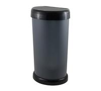 42L METAL EFFECT MATTE GREY FINISH Stylish, Modern Design & Flat Back Space Saving Shape. Touch Lid Mechanism With Removable Bin Bag Retaining Ring. Ideal For The Kitchen, Office or Bathroom