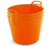 42L Orange Flexi Tubs- Multi Purpose Flexible Storage Container Buckets- Set Of 3