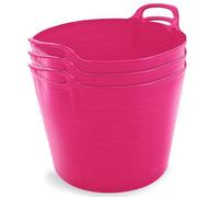42L Pink Flexi Tubs- Multi Purpose Flexible Storage Container Buckets- Set Of 3