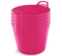 42L Pink Flexi Tubs- Multi Purpose Flexible Storage Container Buckets- Set Of 5