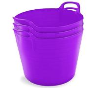 42L Purple Flexi Tubs- Multi Purpose Flexible Storage Container Buckets- Set Of 3