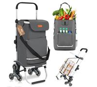 42L Shopping Trolley Stair Climber, 3-in-1 Trolley Shopping Cart Foldable, Hackenporsche Folding Foldable Shopping Trolley, Hackenporsche with Hooks, 6 Wheels & Large Capacity, Grocery Hauling Cart, P