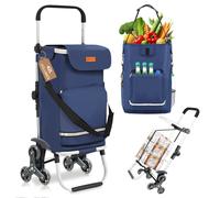 42L Shopping Trolley Stair Climber, 3-in-1 Trolley Shopping Cart Foldable, Hackenporsche Folding Foldable Shopping Trolley, Hackenporsche with Hooks, 6 Wheels & Large Capacity, Grocery Hauling Cart, P