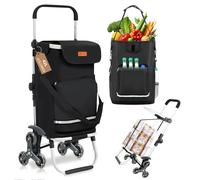 42L Shopping Trolley Stair Climber, 3-in-1 Trolley Shopping Cart Foldable, Hackenporsche Folding Foldable Shopping Trolley, Hackenporsche with Hooks, 6 Wheels & Large Capacity, Grocery Hauling Cart, P